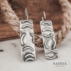 From the city of silversmiths, Ioannina, Greece! Lovingly handmade with care and attetion to detail, each NATEVA necklace has been designed and individually handmade in-workshop, in solid silver 925, using the most traditional silver smithing techniques. All handcrafted from our workshop in Ioannina, Greece! ------------------------------------------------------ S H I P P I N G + P R O C E S S I N G All of our jewellery are fully handmade so we kindly ask you to give us 3-6 business days in orde Silver Jewelry Photography Ideas, Handmade Artisan Sterling Silver Earrings, Handmade Silver Artisan Earrings, Handmade Artisan Silver Earrings, Artisan Stamped 925 Earrings, Artisan Dangle Earrings Stamped 925, Artisan Sterling Silver Earrings, Adjustable Sterling Silver Earrings, Handmade Silver Sterling Linear Earrings