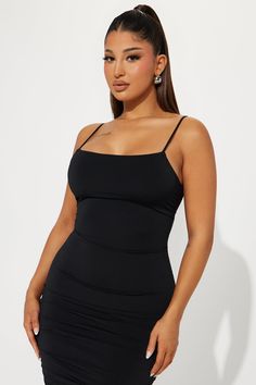 Available In Black, Red, And Navy. Mini Dress Adjustable Spaghetti Straps Square Neckline Ruched Details Stretch 95% Polyester 5% Spandex Imported | Simple Square Neck Mini Dress in Black size Small by Fashion Nova Navy Mini Dress, Square Neck Mini Dress, Square Necklines, Square Neckline, Mini Black Dress, Square Neck, Fashion Nova, Black Red, Black Fashion