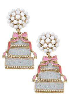 Celebrate your special day with our Brides & Bows Enamel Wedding Cake Earrings in Pink. These bridal earrings add the perfect touch of elegance to any celebration. Handcrafted with beautiful enamel and detailed with delicate bows, they are the perfect accessory for any bride. Cake Earrings, Your Special, Bridal Earrings, Wedding Cake, Special Day, Wedding Cakes, Cake, Pink