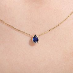 14K Solid Gold Blue Sapphire Necklace, Handmade Sapphire Jewelry for Women, Teardrop Birthstone Pendant for Mom, Bridesmaid Fine Jewelry - Etsy 14k Gold Teardrop Jewelry With Bezel Setting, Elegant 14k Gold Birthstone Necklace With Briolette Shape, 14k Gold Pear-shaped Necklace In Fine Jewelry Style, 14k Gold Birthstone Necklace With Gemstone For Formal Occasions, Formal 14k Gold Birthstone Necklace With Gemstone, Formal 14k Gold Birthstone Necklace, Fine Jewelry Sapphire Teardrop Necklace, Pear-shaped Necklace With Bezel Setting For Gift, Sapphire Jewelry Stamped 14k For Gift