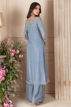 Keya | Pakistani Designer Outfit | Sarosh Salman Designer Outfit, Shirt Pant, Embroidered Chiffon, Pure Chiffon, Chiffon Dupatta, Pakistani Designers, Flared Pants, Chiffon Shirt, Flare Pants