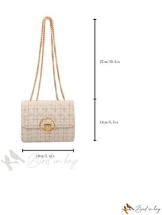 Bird in Bag - Minimalist Textured Chain Shoulder Bag Trendy Office Shoulder Bag With Gold Chain, Chic Beige Shoulder Bag With Fold Over Clasp, Chic Beige Shoulder Bag With Chain Strap, Beige Chain Shoulder Bag For Formal Occasions, Formal Beige Shoulder Bag With Chain Detail, Formal Beige Shoulder Bag With Chain, Chic Beige Bag With Chain Detail, Chic Beige Bag With Chain, Office Crossbody Shoulder Bag With Gold Chain