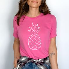 Pineapple Shirt, Summer Shirts for Women, Summer Tee, Fruit Shirt, Cute Women's Shirts, Gardening Shirt, Summer Vibes by FoodLadyDesigns on Etsy Pineapple Shirt, Fruit Shirt, Gardening Shirts, Summer Tee, Cute Woman, Summer Shirts, Summer Vibes, Fashion Statement, Workout Shirts