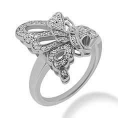 Jewelry Point - 0.42ct Diamond Butterfly Cocktail Ring Gold Platinum, $829.00 (http://www.jewelrypoint.com/0-42ct-diamond-butterfly-cocktail-ring-gold-platinum/) Luxury Open Diamond Ring, Luxury Butterfly Ring With Cubic Zirconia, Luxury Cubic Zirconia Diamond Ring For Evening, Luxury Cubic Zirconia Butterfly Ring, Dazzling White Rings For Evening, Luxury Open Ring With Diamond Accents, Formal Fine Jewelry Butterfly Ring With Cubic Zirconia, Formal Butterfly Ring In Cubic Zirconia, Formal Cubic Zirconia Butterfly Ring In Fine Jewelry Style