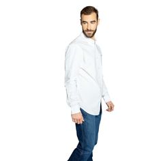 Long sleeve; Piece dyed; Solid cooling fabric; Horns logo on a pocket; Button front; Long body; 60% Cotton; 30% Cooltex; 8% Polyester; 2% Lyra Casual Cotton Button-up Dress Shirt, Casual Long Sleeve Cotton Dress Shirt, Casual Long Sleeve Dress Shirt, Casual Slim Fit Shirt With Button Cuffs, Casual Cotton Dress Shirt With Pockets, Casual Slim Fit Collared Dress Shirt, Casual Unstructured Dress Shirt, Casual Dress Shirt With Pockets For Business Casual, Casual Business Dress Shirt With Pockets