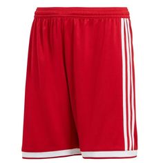 a red shorts with white stripes on the side