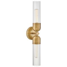 a wall light with two glass tubes on it