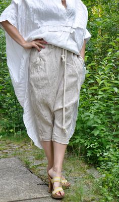 "Linen Pants, Harem Pants, Beige Pants ◾ Beige LINEN pants. Loose harem pants. Summer comfortable quality linen pants. Light blue pants of high-quality Eco linen! The pants are very comfy, Soft washed linen fabric. These pants are both sports and everyday. You can go to work with them, you can also wear them in the free days! They have a sporty elegant style. Loose fitting! The items are made of washed linen fabric! The procedure of making these items takes time and effort, cause the items are d Beige Bottoms With Pockets And Loosely Fitted Hips, Baggy Summer Pants With Belt Loops, Beige Trousers With Side Pockets, Beige Long Harem Pants With Pockets, Beige Long Pants With Side Pockets, Beige Trousers With Hip Pockets, Ankle-length Beige Harem Pants With Side Pockets, Beige Ankle-length Harem Pants With Side Pockets, Beige Harem Pants With Pockets