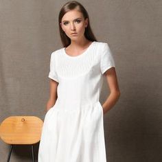 White linen dress linen dress linen wrap dress womens | Etsy White Linen Midi Length Dress, White Linen Maxi Dress With Short Sleeves, White Linen A-line Midi Dress, White A-line Linen Dress, Linen Summer Dress, White Linen Dress, Linen Wrap Dress, Dresses Design, Long Linen Dress