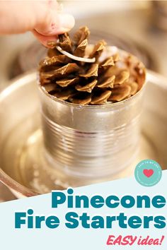 pinecone fire starter recipe in a can with text overlay that reads easy idea