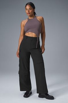 Give your leggings a rest day with these cargo pants. The pocket-heavy design offers a casually cool vibe—and you’ll always have a place for your keys. The elastic-back prevents gapping for the perfect fit, and the wide, straight leg is finished with a rolled cuff. Rest Day, Yoga Shop, Cargo Pant, Black Sneakers, Sweaters Knitwear, Alo Yoga, Bottoms Pants, Cargo Pants, Womens Bottoms