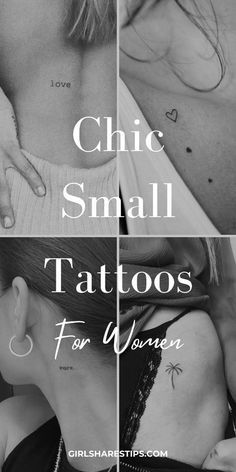 two women with tattoos on their chest and the words, chic small tattoos for women