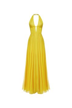 Designer Maxi Dress, Chiffon Maxi, Chiffon Maxi Dress, Womens Clothing Sizes, Looks Vintage, Fancy Dresses, Yellow Dress, Dress Clothes For Women, Moda Casual