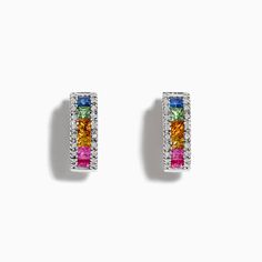 Effy Watercolors 14K White Gold Sapphire & Diamond Earrings, 1.76 TCW Luxury Multicolor Diamond Earrings, Multicolor Round Diamond Earrings, Multicolor Diamond Round Earrings, White Gold Multi-stone Earrings Fine Jewelry, Multicolor Cubic Zirconia Fine Jewelry Earrings, Fine Jewelry Multicolor Cubic Zirconia Earrings, Multicolor Diamond Gemstone Earrings, Multicolor Cubic Zirconia Earrings Fine Jewelry, Luxury Multicolor Sterling Silver Earrings