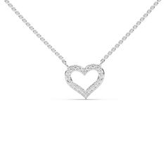 This pendant is shaped like a heart, made with round diamonds in pave setting.Details: - Made to Order- Diamond Weight: 0.10 CT - No of Diamonds: 20- Diamond Type: Lab Grown Diamond (CVD, HPHT)- Diamond Cut: Round- Diamond Clarity: VS - Diamond Color: Colorless (DEF)- Setting Type: Pave- Chain Length: 14-18'' Inch- Metal Type: 14K Solid Gold,18K Solid Gold- Choice of Gold Color: Yellow Gold, White Gold, Rose Gold- Jewelry Certification: Jewelry priced above $500 includes Third Party Lab Certific White Gold Heart Cut Diamond Necklace With Pave Setting, Anniversary Diamond Necklace With Pave Setting And Heart Cut, Diamond White Heart Necklace With Pave Setting, Valentine's Day Diamond White Necklace With Pave Setting, Formal Heart-shaped Diamond Necklace With Pave Setting, Heart-shaped Diamond Necklace With Pave Setting For Anniversary, Diamond Heart Pendant Necklace With Pave Setting, Diamond Necklace With Heart Charm, Heart Shaped Pave Setting Necklace For Anniversary