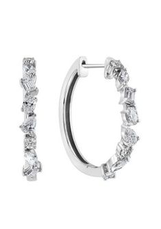 Effy Diamond Hoop Earrings In 14K White Gold Diamond Hoop Earrings, Fine Jewellery Earrings, Gold Metal, Fine Jewelry, Jewelry Earrings, Hoop Earrings, White Gold, Gold, White