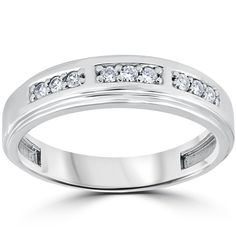 a white gold wedding ring with channeled diamonds