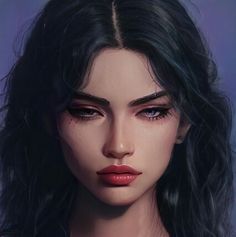 a digital painting of a woman with dark hair