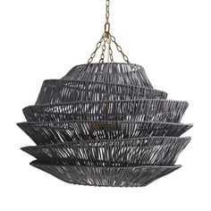 a black chandelier hanging from a chain