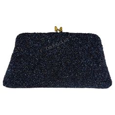 Presenting an incredible iridescent blue Gucci beaded clutch. Step back in time to the glamorous era of the 1970s with this stunning bag adorned in shimmering blue iridescent caviar beads. Its captivating design is tastefully complemented by the gold-tone acorn clam closure, exuding an air of sophistication. Perfect for a night out, this exquisite Gucci bag effortlessly adds a touch of timeless allure to any ensemble. Approximate measurements: Height: 5" Width: 8.5" Depth: 1.5" Iridescent Blue, Beaded Clutch, Step Back, The 1970s, Back In Time, Fashion Handbags, Gucci Bag, In Time, 1970s