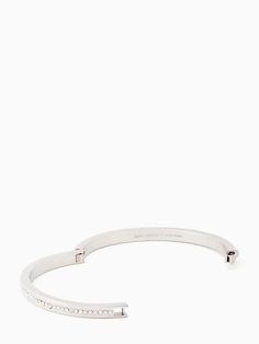 We say stack your bracelets to make a statement. This makes the first one in your pile. Or the 100th. | Kate Spade Ring It Up Pave Bangle, Clear/silver Bracelets To Make, Pave Bangle, Kate Spade Outlet, Kate Spade Jewelry, Logo Tee, Silver Bracelet, Kate Spade, The First, Bangles