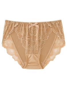 Lace Bikini Panty | aimerfeel Beige Lace Brief Bottoms, Feminine Beige Bottoms With Delicate Lace, Beige Lace Bottoms With Delicate Details, Cream Lace Brief Bottoms, Beige Lace Trim Brief Bottoms, Cute Bow, Cute Bows, Flower Pattern, Flower Patterns