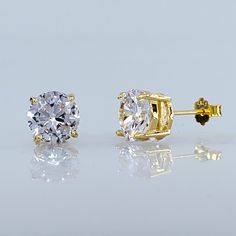 Brand New Men's Gold Diamond Stud Earrings 14k Gold Plated 925 Sterling Silver (Stamped) Genuine 2ct Lab Created Brilliant Cut Diamonds .3" Size Retail Price $350 Buy With Confidence From A Trusted Seller W/ A 99%+ Feedback Rating! A0094 (Id-1589-) Classic Aaa Quality Cubic Zirconia Diamond Earrings, Classic Aaa Quality Sterling Silver Diamond Earrings, Classic Aaa Quality Cubic Zirconia Earrings, Classic Cubic Zirconia Hallmarked Earrings, Classic Aaa Quality Round Cut Jewelry, Diamond Earrings For Men, Gold Diamond Stud Earrings, Mens Diamond Earrings, Gold Diamond Earrings Studs