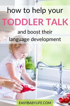 Useful tips on how to help your toddler talk. Simple things you can do as a parent to encourage your toddler’s language development and get them talking. #toddlers #toddlerlife #milestones Language Development For Toddlers, Early Childhood Development Activities, Language Development Milestones, Toddler Language Development, Communication Boards, Childhood Activities, Language Development Activities, Language Tips