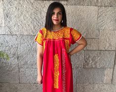 Mexican dress san antonino vintage 80's frida kahlo | Etsy Traditional Red Maxi Dress With Short Sleeves, Short Sleeve Cotton Dresses For Festivals, Cotton Short Sleeve Dresses For Festivals, Cotton Dresses For Festivals With Short Sleeves, Bohemian Red Embroidered Short Sleeve Dress, Red Bohemian Embroidered Short Sleeve Dress, Traditional Short Sleeve Embroidered Dress For Cinco De Mayo, Traditional Short Sleeve Cotton Maxi Dress, Traditional Short Sleeve Festival Dresses