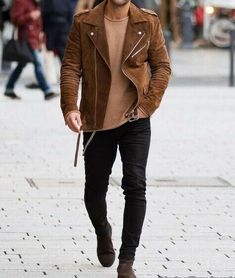 Mens Fashion brown Suede biker Jacket, casual Suede Jacket for men, Men jacket #Fashion #Biker #Casual Leather Jacket Outfit Men, Suede Biker Jacket, Biker Jacket Men, Suede Biker, Shoes Ideas, Pants Brown, Leather Jacket Outfits, Jackets Men Fashion, Brown Shoes