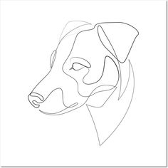 a line drawing of a dog's head