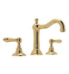 two handle bathroom faucet in polished brass finish with matching handles and side spray