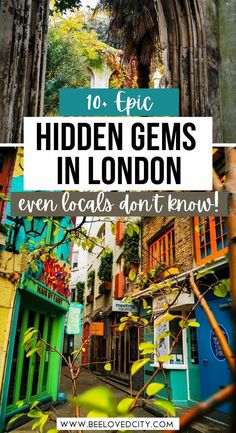 the entrance to hidden gems in london with text overlay reading 10 epic hidden gems in london even locals don't know