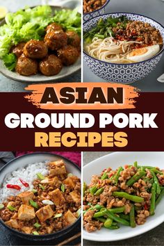 These Asian ground pork recipes are filling, delicious, and so satisfying. From stir-fry to meatballs to noodles, the whole family will gobble up these meals. Ground Pork Teriyaki Bowl, Ground Pork Ideas For Dinner, What To Cook With Ground Pork, Ground Pork Thai Recipes, Ground Pork Mushroom Recipes, Korean Ground Pork Recipes, Grounded Pork Recipes, Ground Pork Recipes For Dinner Pasta, Ground Pork And Zucchini Recipes