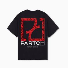 PARTCH Oversized Tee - Unisex - Short Sleeves  Art Red Print Logo Art, Tshirt Crafts, Black Luxury, Red Art, Cotton Logo, Unique Aesthetic, Oversized T Shirt, Oversized Tee, Unisex Shorts