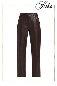 Crafted of supple leather, these Lamarque Demora pants are cut in a straight-leg silhouette and designed with five-pocket styling. Five-pocket style Zip fly, button closure 100% leather Lining: 95% polyester/5% spandex Dry clean Imported SIZE  FIT Rise: about 12.25 Inseam: about 32 Leg opening: about 17.75 Model measurements: 5'10 tall Model is wearing a US size 4