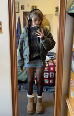 Stockings Under Shorts Outfit, Cute Casual Outfits College, Midwestern Aesthetic Outfit, Mini Skirt Winter Outfit 2024, Fall Outfits With Tights And Boots, Turtleneck Tank Top Outfit Layering, Downtown La Outfit, Fall Ootd Aesthetic, 90s Aesthetic Winter Fits