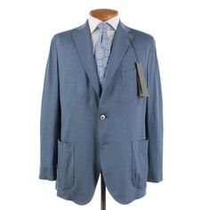 * Sleeve (Shoulder Seam To End Of Sleeve): 25.75 * Length (Bottom Of Collar): 30.5 * Shoulder To Shoulder: 19.75 * Pit To Pit: 23 * Waist (Across At Top Button): 21.5 Slate Blue, Sport Coat, Shoulder Sleeve, Mens Suits, Blazer Suit, Blazer, Wool, Collar, Blue