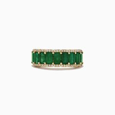 Effy Brasilica 14K Yellow Gold Emerald and Diamond Ring, 2.55 TCW Green Multi-stone Baguette-cut Jewelry, Green Multi-stone Baguette Cut Jewelry, Green Baguette Cut Multi-stone Jewelry, Emerald And Diamond Ring, Gold Yellow, Diamond Ring, Emerald, Beaded Bracelets, Sparkle