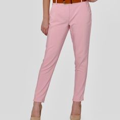 These Crop Trousers In A Nectar Pink Color Reaches Ankle Length Comfortable For Work Or Casual From Vero Moda New With Tag Size Eu 38 Waist Approx 30” Inseam Approx 26” Rise Approx 11.5” 69% Polyester, 25% Viscose, 6% Elastane Extra Button Belt Loops Fly Zip Button Hook Closure Summer Tapered Leg Elastane Pants, Summer Stretch Tapered Leg Pants, Summer Ankle-length Elastane Dress Pants, Pink Tapered Leg Office Pants, Ankle-length Elastane Dress Pants For Summer, Pink Tapered Leg Office Bottoms, Chic Spring Stretch Pants, Spring Office Elastane Pants, Pink Ankle-length Office Pants