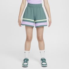 Serve up court-ready style any day of the week. Sporty stripes give these roomy and breathable shorts an athletic twist while an elastic waistband and internal drawcord help keep the fit comfy. A structured knit fabric pulls sweat away from your skin for quick evaporation, helping you stay cool and comfortable. Sporty Bottoms With Built-in Shorts For Playwear, Green Athletic Shorts For Loungewear, Green Athletic Shorts For Loungewear And Athleisure, Green Athleisure Athletic Shorts For Loungewear, Green Athleisure Shorts For Loungewear, Casual Striped Activewear For Sports, Striped Sportswear Bottoms For Sports, Nike Athleisure Athletic Shorts With Elastic Waistband, Striped Sporty Bottoms For Sports