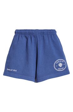 Kick it all weekend in relaxed-fit cotton shorts that sport the a signature brand crest. 2 1/2" inseam; 26" leg opening; 11 1/2" front rise; 15" back rise (size Small) Elastic waist Side-seam pockets; back patch pockets 100% cotton Machine wash, tumble dry Made in the USA Asian & Pacific Islander Owned/Founded Sporty Bermuda Cotton Athletic Shorts, Collegiate Style Cotton Bottoms For Summer, Summer Collegiate Style Cotton Bottoms, Collegiate Cotton Athletic Shorts, Navy Relaxed Fit Sporty Shorts, Sporty Navy Bottoms With Built-in Shorts, Disco Shorts, Navy Sporty Bottoms With Built-in Shorts, Navy Sportswear Bottoms With Built-in Shorts