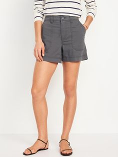 High-Waisted OGC Chino Shorts -- 5-inch inseam | Old Navy Utility High-waisted Shorts With Patch Pockets, Utility Bottoms With Built-in Shorts For Workwear, Mid-rise Workwear Shorts With Pockets, Versatile High Waist Shorts With Pockets, Versatile Short Bottoms With Pockets, Versatile Short-length Bottoms With Pockets, Utility Pants With Built-in Shorts, Versatile Workwear Shorts With Pockets, Shorts High Waisted