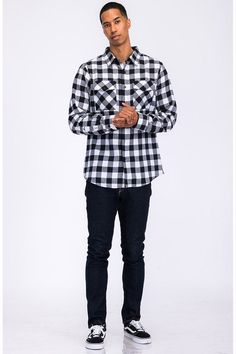 Checkered Long Sleeve Flannel Shirt60% Cotton, 40% PolyesterRegular FitChest PocketsCurved HemCollarMade In: Imported Womens Fashion Jeans, Designer Jumpsuits, Short Sleeve Hoodie, Costume Collection, Leather Denim, Long Sleeve Flannel, Lightweight Shorts, Judy Blue Jeans, Leather Motorcycle Jacket