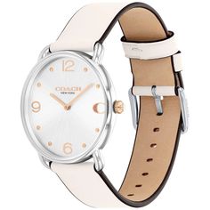 Introducing the Women's Elliot Chalk White Leather Strap Watch, the epitome of timeless style and elegance. This stunning timepiece features a minimalist 36mm round stainless steel case with a sophisticated rose gold-tone finish. The chalk white leather strap adds a touch of modern sophistication, making it the perfect accessory for both workdays and weekends. With its 2-hand quartz movement, this watch offers precision and reliability, while the water-resistant design ensures durability for eve Elegant Everyday White Watches, Elegant White Everyday Watches, Timeless White Watch With Leather Strap, Classic Adjustable White Watch Accessories, Classic White Adjustable Watch Accessories, White Gold Watches With Leather Strap, Classic White Watch For Everyday Use, Classic White Watch For Everyday Wear, Classic White Watch For Everyday