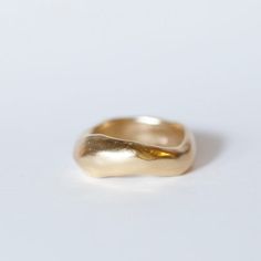 Organically carved ring that flows in thickness. Original design carved in wax and cast in sterling silver. Gold ring is vermeil. Sold as a single ring. Single Band Ring, Wax Casted Rings, Organic Wedding Ring, Wax Carved Ring, Organic Jewelry Design, Wax Carving Jewelry, Hand Ornaments, Silver Gold Ring, Delicate Fine Jewelry