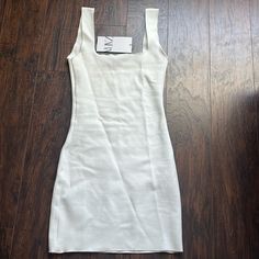 White Zara Mini Dress Size Small Brand New White Sleeveless Fitted Dress With Square Neck, White Sleeveless Square Neck Fitted Dress, Square Neck Bodycon Dress For Summer, White Sleeveless Square Neck Party Dress, White Sleeveless Sundress With Square Neck, Solid Color Summer Bodycon Dress With Straight Neckline, White Fitted Mini Sleeveless Dress, Solid Bodycon Dress With Straight Neckline For Summer, Casual Sleeveless Dress With Straight Neckline