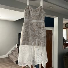 Jaus White Lace Dress With Nude Undertone-Worn For Less Than 5 Hours-Perfect For Any Bridal Occasion- Very Comfortable. Dry Cleaned. White Lace Dress, Lace White Dress, 5 Hours, White Lace, Lace Dress, Colorful Dresses, Color White, Midi Dress, Womens Dresses