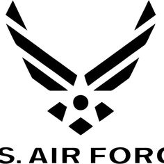 the u s air force logo is shown in black and white, with an eagle on it