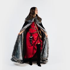 This medieval cloak is the perfect costume accessory for any cosplay, LARP, or Game of Thrones event. This cloak has a faux fur trim and attached mantle. Sizing: These cloaks come in three sizes: Small (Kids - 30" long), Medium (Small Adult - 48"), Large (Regular adult - 58"). Care: Hand wash or spot clean as needed, hang dry or flat lay. This Game of Thrones Medieval Cloak is Made to Order. Please allow additional time for our team to create this custom cloak before it is shipped out. For more Viking Cape, Fur Mantle, Medieval Cloak, Game Of Thrones Cosplay, Costume Capes, Small Kids, Cloak, Larp, Fur Trim